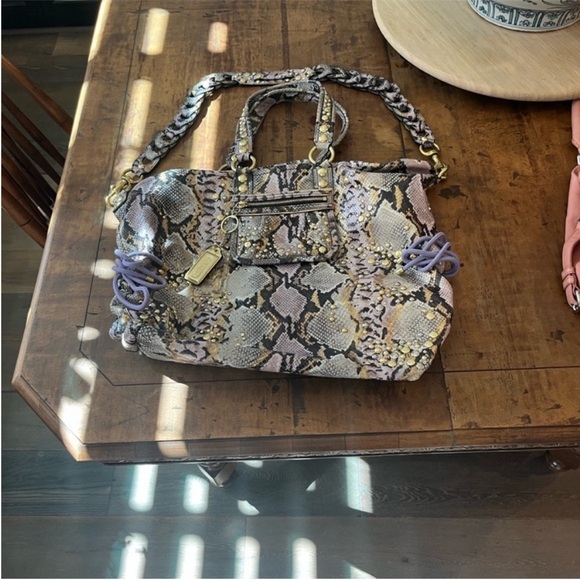 Coach Studded Snake Print Shoulder Bag - Picture 2 of 15